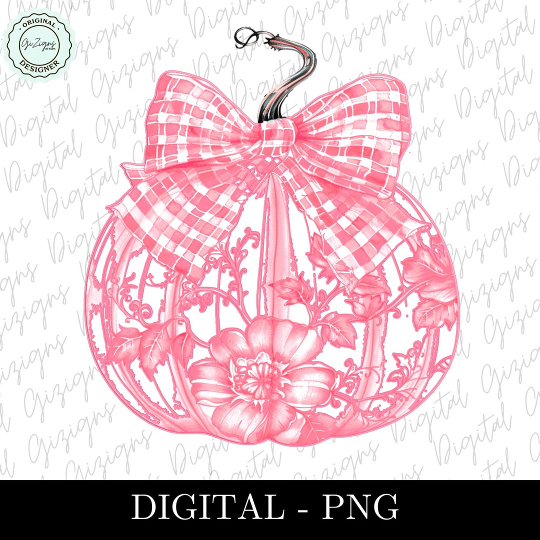 Trendy Pink Floral Pumpkin Coquette PNG Clipart, Watercolor Retro ...