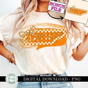 Preppy Tennessee png-clipart, geruite toile coquette oranje strik Tennessee cowgirl, staat png Toile Girly Tennessee png Grandmillenial png