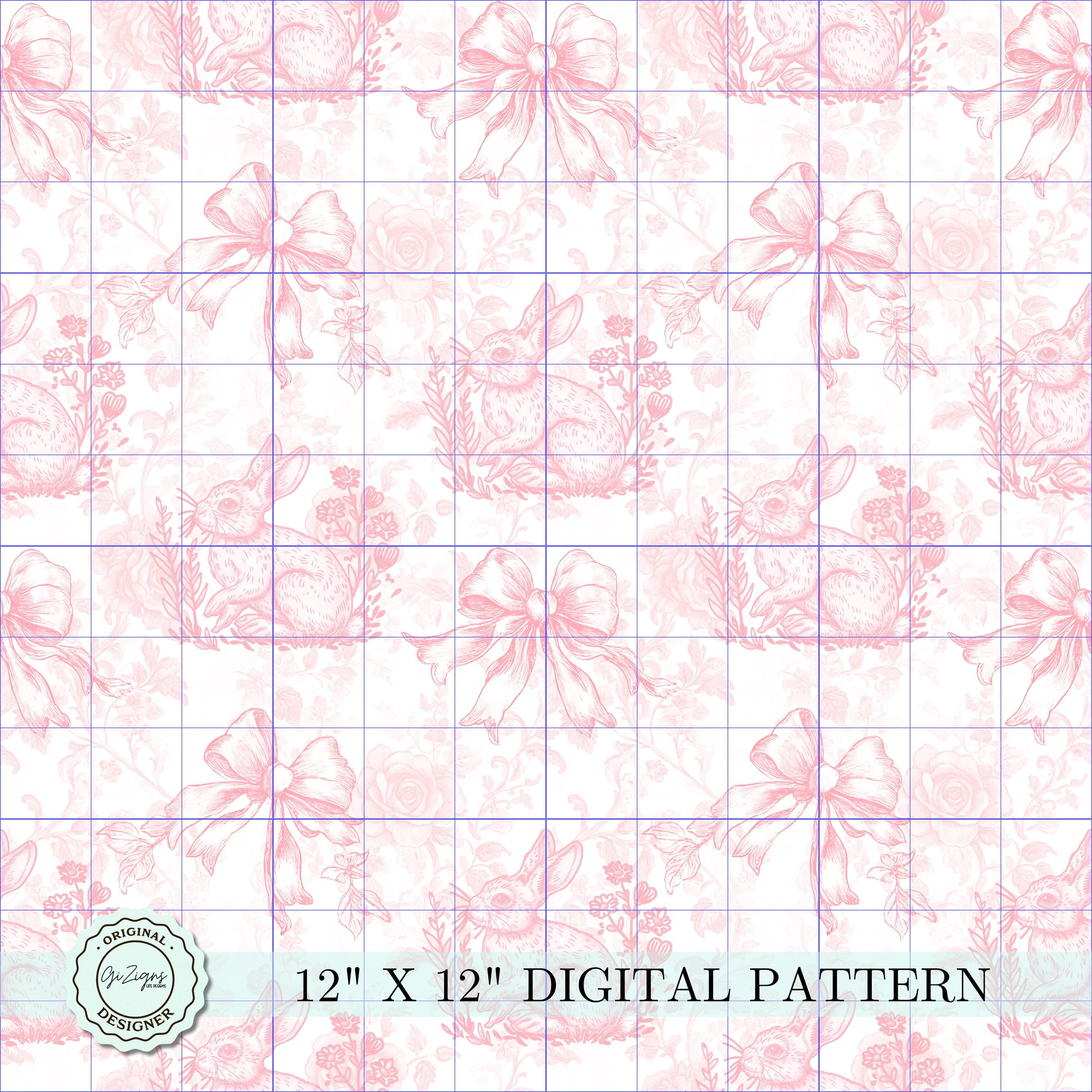 Vintage Pink Easter Pattern, Toile Coquette Bow Seamless Pattern PNG ...