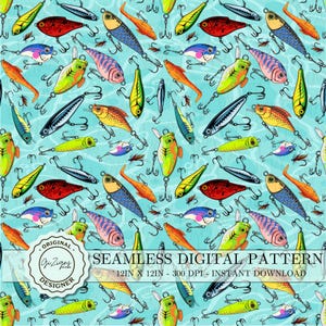 Fischen locken Musterdesign, Fischer Rapportmuster, Boy Dekor, Stoffdesign, digitaler Download Scrapbook-Papier, Oberflächenmuster-Datei
