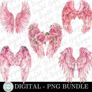 Angel Wings PNG Clipart, Pink Angel Aesthetics, Heavenly Wings png Clipart, Christianity Angel Wing PNG, Watercolor Angel Wings Bundle