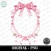 Trendy Pink Bow Floral Frame Clipart PNG, Pink Coquette Bow Element ...