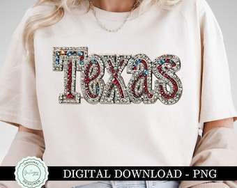 Sparkly Faux Rhinestone Texas PNG Clipart, Texas Cowgirl PNG, Western Texas Bling Sequin Clipart png, Sublimation Shirt Hat Digital Design