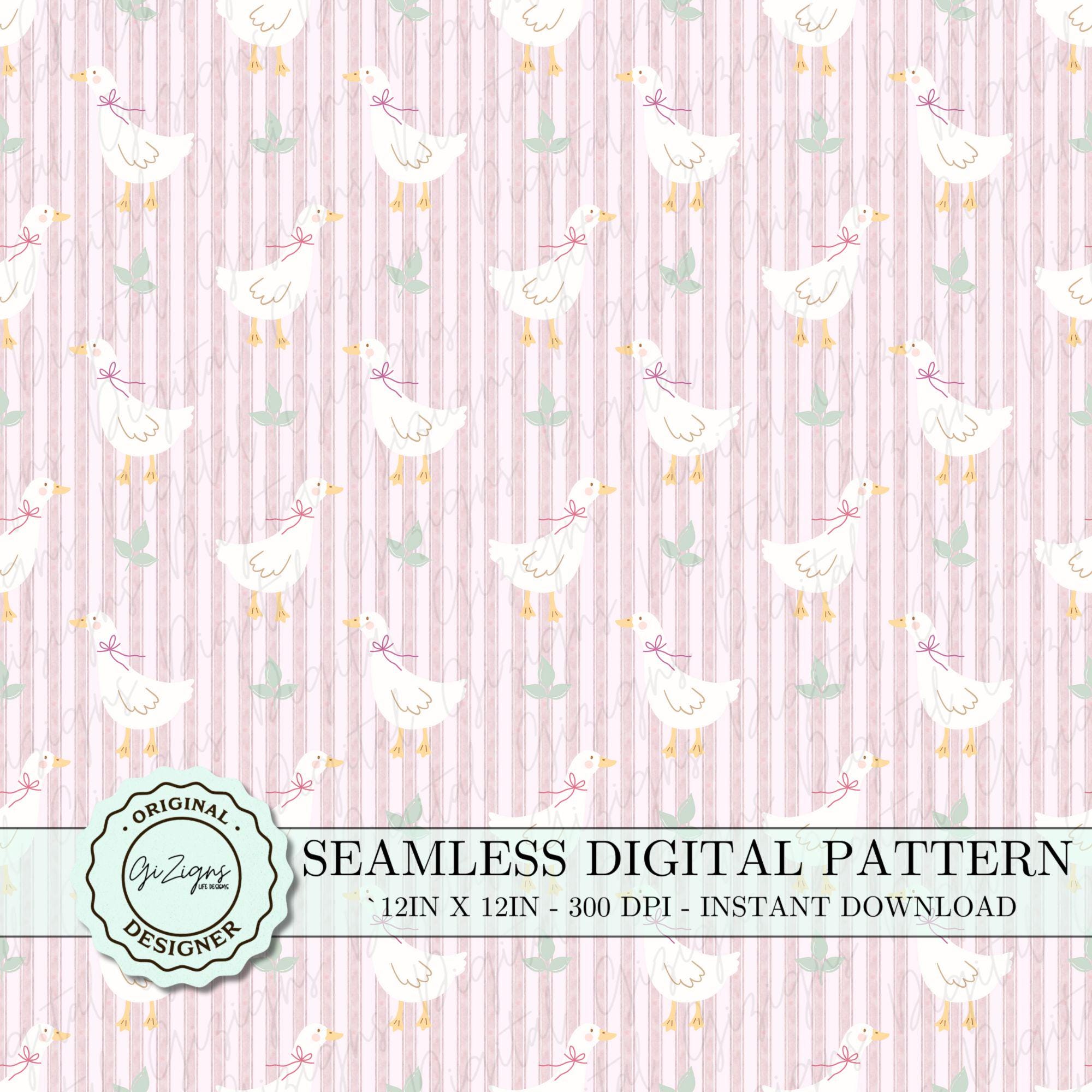 Goose Endless Pattern Goose Seamless Pattern PNG SVG, Cute Goose Patten, Pink Silly Goose ...