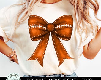 Dark Orange Coquette Football Bow PNG, Burnt Orange Bow Clipart, Football Game Day Sublimation Shirt Design, Fall Football Mama PNG, Sports
