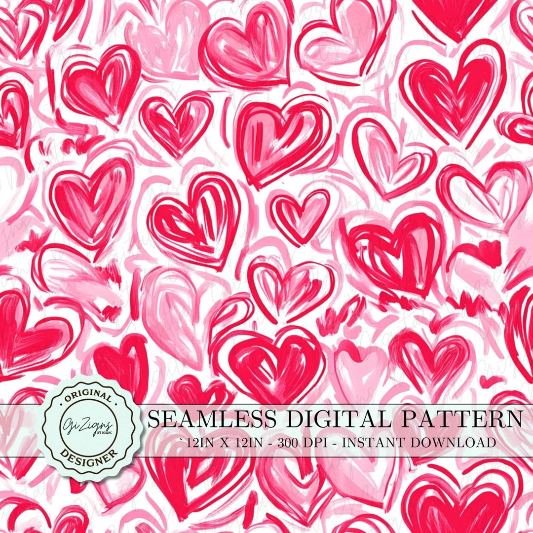 Trendy Valentine Heart Seamless Pattern PNG, Red and Pink Hearts ...