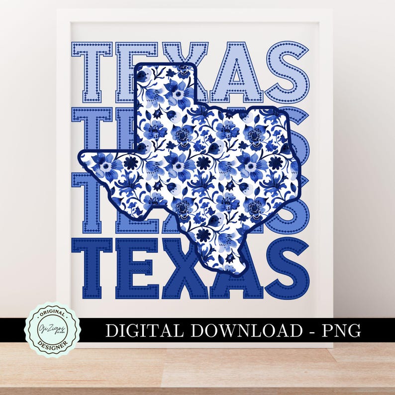 Texas Repeating Vector Toile Texas Coastal Cowgirl PNG Clipart, Chinoiserie Blue Floral Texas ...