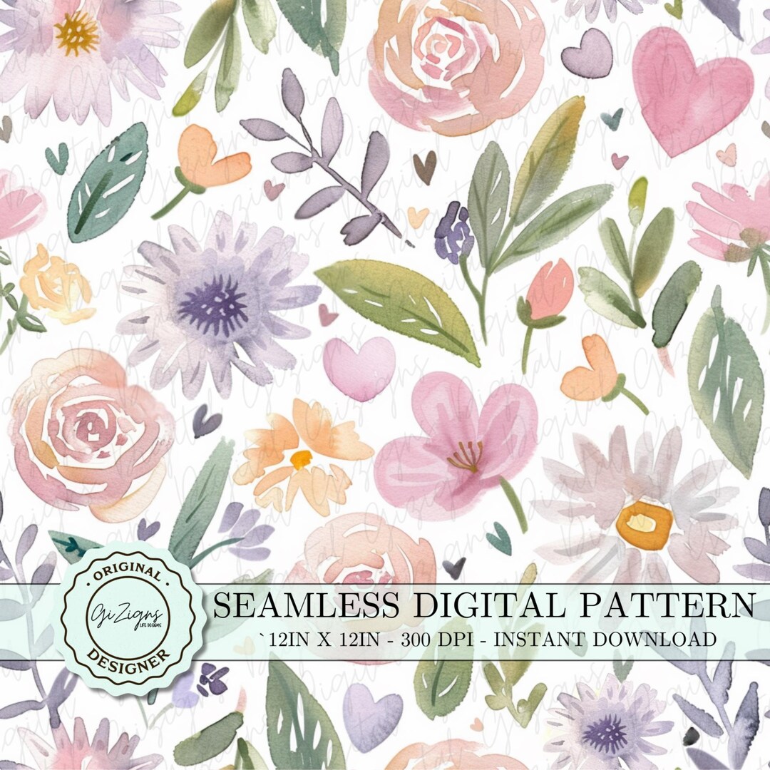 Seamless Spring Floral Pattern, Cute Digital Paper, Pastel Flower ...