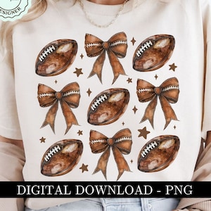 Coquette Football Bow PNG Collage, Football Coquette Bow Clipart, Football Game Day Sublimination Shirt Design,  Fall Football Mama PNG