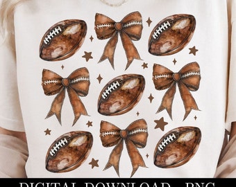 Coquette Football Bow PNG Collage, Football Coquette Bow Clipart, Football Game Day Sublimination Shirt Design,  Fall Football Mama PNG