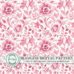 Vintage Pink Toile Seamless Pattern PNG, Pink Chinoiserie Seamless Toile, Light Pink Toile De Jouy png Digital Nursery Repeated Pattern png