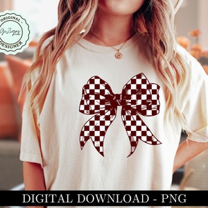 Trendige Schachbrett Schule Farbe Kokette Kastanienbrauner Bogen PNG Clipart, Varsity College Farbüberprüfung Bogen Spieltag Karierte Bogen Sublimation