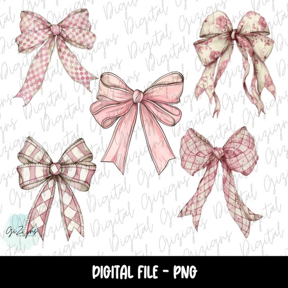Trendy Pink Bow Coquette PNG, Vintage Coquette Bows, Ribbon  display picture 2