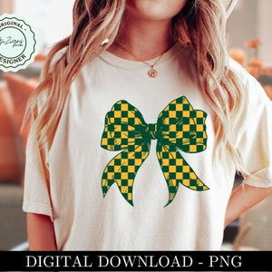 Trendige Schachbrett Schule Farbe Kokette Bogen PNG Clipart, Varsity College Farbe Grün und Gold Karo Bogen Spieltag weiche Mädchenästhetik