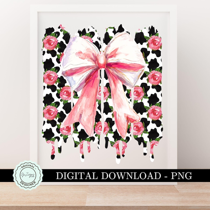 Cow Print Roses Coquette Cowgirl Png, Cowprint Png, Cowhide Western Graphics Clipart ...