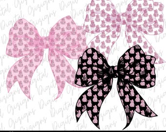 Pink Ghost Halloween Bow Bundle PNG, Y2K Coquette Bows PNG ClipArt, Pink Toile Ghost Bow, Pinkoween Bow, Pink Halloween Ghost Sublimation