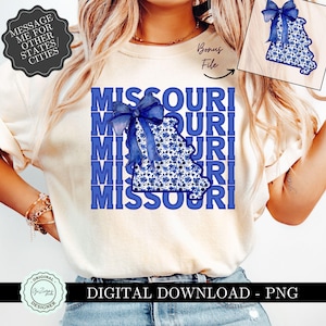 Missouri png-clipart, Coquette Blue Bow PNG, Missouri Toile PNG, Grandmillenial Bow State Design png, chinoiseriesublimatie