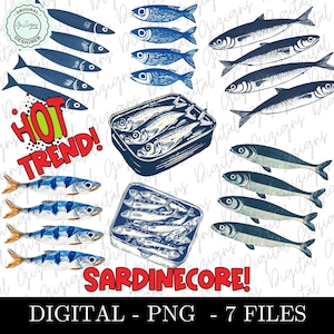 Hot Trend Sardine png, Sardinenkern png, Sardine Clipart Bundle, Dose Fisch png, Fischer png, Fischer png, Fischer, Sardinen-Shirt-Bundle, Zinn Art