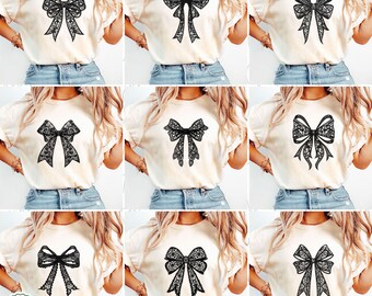 Elegant Lace Bow Designs, Black Bow Dark Coquette PNG, Black Coquette Bow Design, Digital Lace Clipart, Grandmillenial Crochet Sublimation