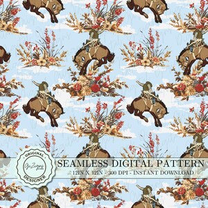 Light Blue Country Western Cowboy Pattern Digital Paper Country Wild West Cowboy Printable Paper, Rodeo Digital Scrapbook Wallpaper PNG