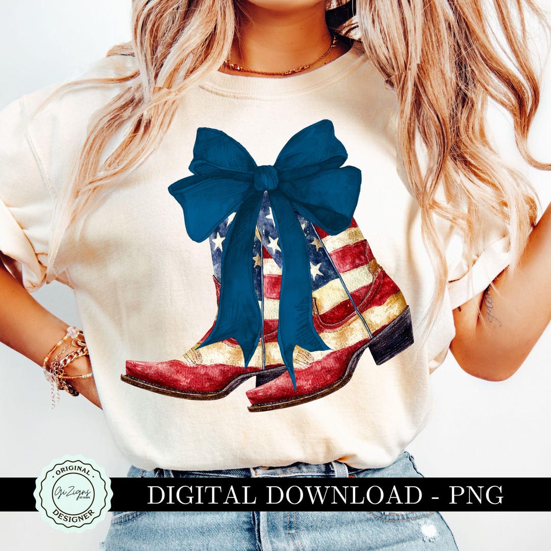 Patriotic Coquette Boots PNG, Vintage 4th of July Patriotic PNG Cowgirl ...