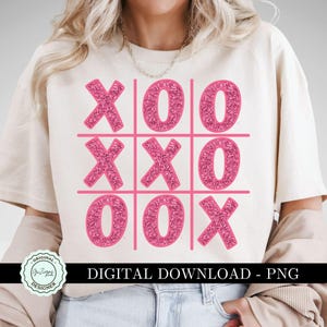 XOXO Png, trendige Faux Glitter Valentinstag PNG Tic Tac Toe Clipart Grafik, Valentinstag PNG Clip Art, glitzernde Valentinstag PNG