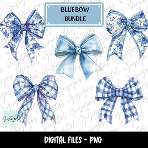Trendy Bow Blue Coquette PNG Clipart Bundle, Coquette Bows, Ribbon Feminine Aesthetic Sublimination Digital Design Clipart, Commercial Use