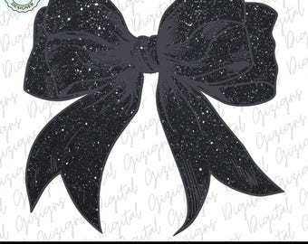 Glitter Black Bow PNG, Y2K Dark Coquette Bow PNG ClipArt, Black Sparkle Bow,  Glamorous Blingy Boujee Bow Preppy png Sublimation Shirt Bow