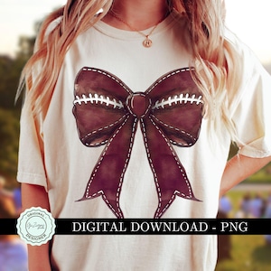 Maroon Coquette Football Bow PNG, Maroon Bow Clipart, Maroon Football Game Day Sublimation Shirt Design, Maroon Fall Football Mama PNG