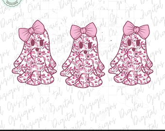 Coquette Halloween PNG, Cute Pink Bow Halloween Ghost PNG Pink Floral Halloween Ghost Clipart PNG, Soft Girl Aesthetic Sublimination Design