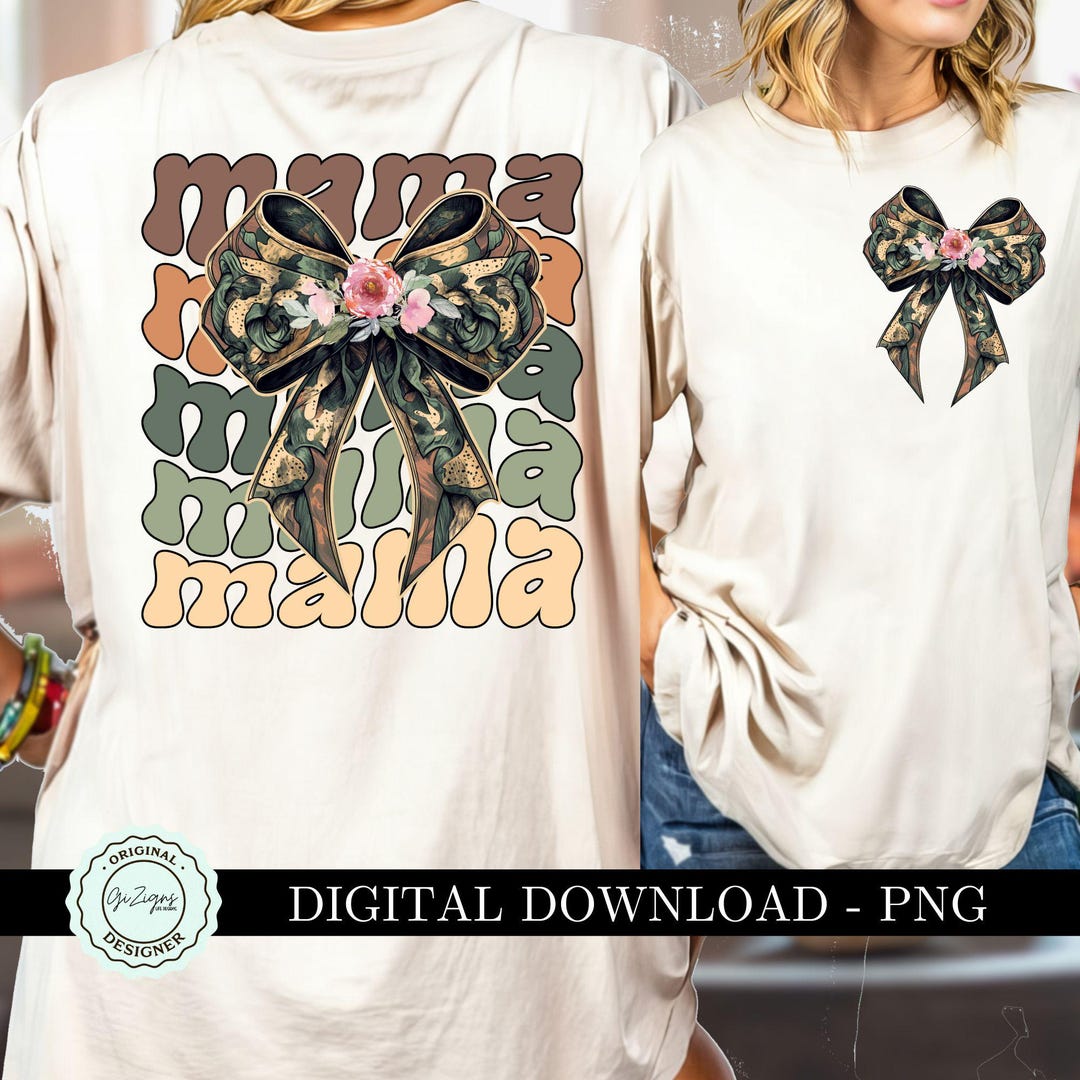 Mama Camo Coquette PNG Bow Clipart, Country Mama Shirt Design, Girly ...