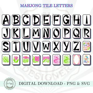 Mahjong Tile Letters PNG | Mahjong Alphabet | Chinese-Inspired Letter Tiles in PNG & SVG | Digital Download | Mahjong Clipart Scrapbook