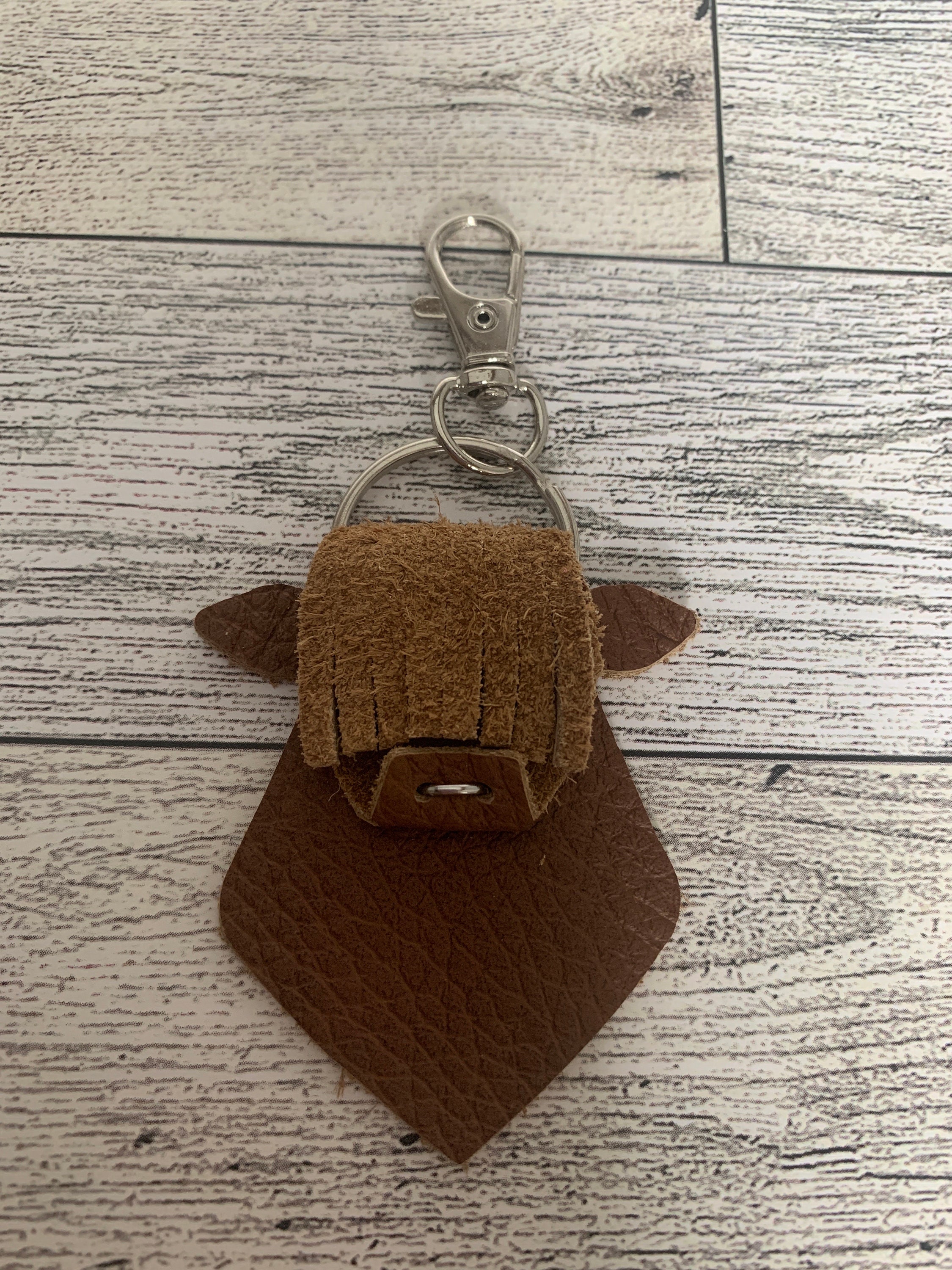 Cow Keychain, Genuine Leather, Highland Cow, Rancher, Gifts for Her, Gifts for Him, Farm