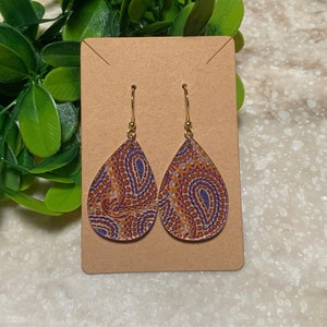 Paisley Earrings, Tear Drop,Acrylic,Lightweight, Hypoallergenic,Jewerly for Her, Gifts For Her.