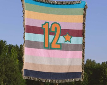The Twelve Eras Woven Blanket: Music Fan Throw, 100% Cotton