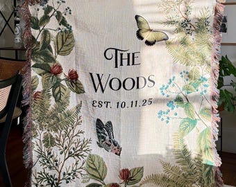 Custom Family Name Woven Blanket, Anniversary Gift