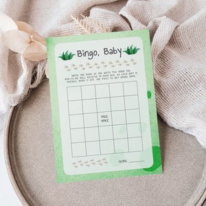Bingo Baby, Baby Shower Game, Dino, Dinosaur, Boy, Girl, INSTANT DOWNLOAD, Printable, Editable In Templett, Template, BSGD002