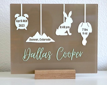 Benutzerdefiniertes Acrylbaby-Statistik-Zeichen: Kinderzimmer-Dekor-Geschenk