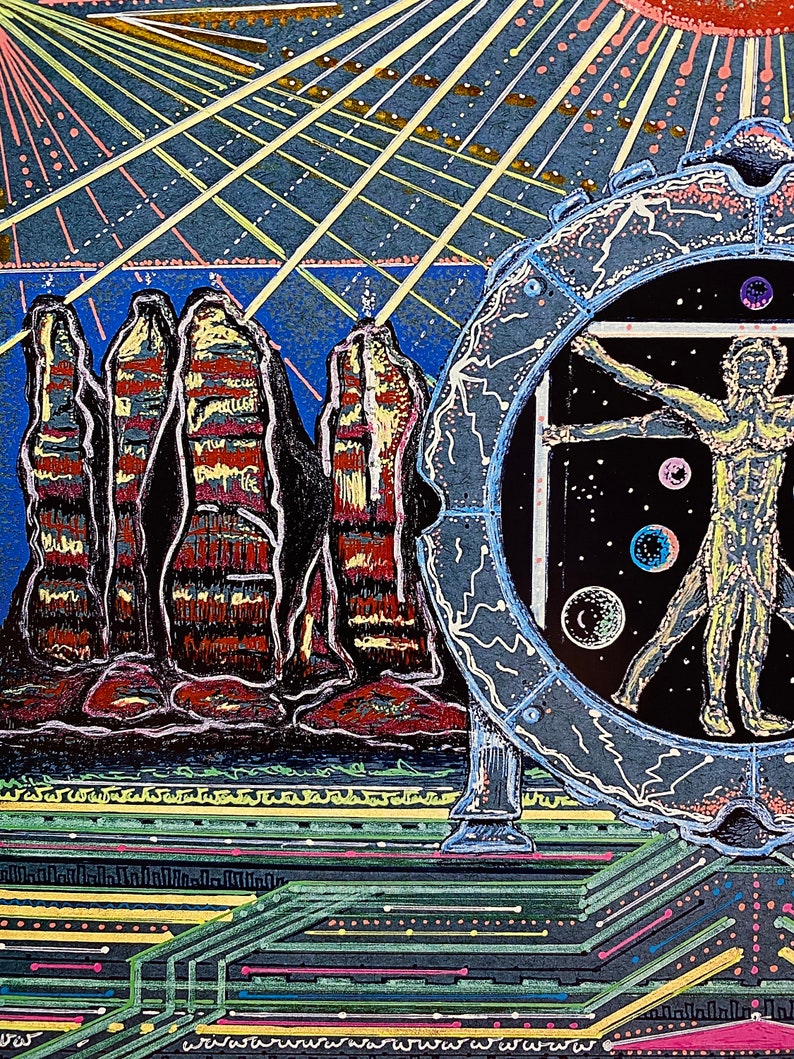 Sedona Light Language Art Activation Drawing Vitruvian Man Signed Print ...