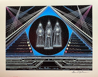 Angels Spiritual Art Light Language Blue Ray Activation Art Signed Print 11 x 14 Light Codes Starseed Drawing Light Beings