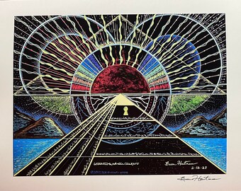 Ancient Egypt Pyramid Isis Osiris Drawing Keyhole Light Language Egyptian Art Signed Print 11 x 14 Light Codes Solar Flares