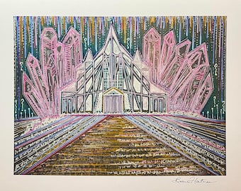 Lemuria Crystals Light Language Art Activation Drawing Signed Print 11 x 14 Light Codes Starseed Mu Telos Lemuria City of Light