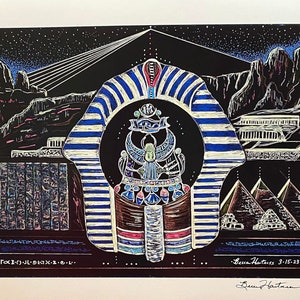 Ancient Egypt Pyramids Eye of Horus King Tut RA Light Language Egyptian Art Signed Print 11 x 14 Light Codes Drawing Activation Scarab