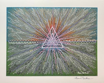 Pineal Gland 3rd Eye Activation Light Language Art Signed Print 11 x 14 Light Codes Drawing Triangular Portal Awakening Starseed