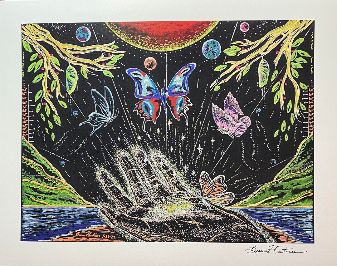 Spiritual Awakening Butterfly Drawing Light Language Art Signed Print ...