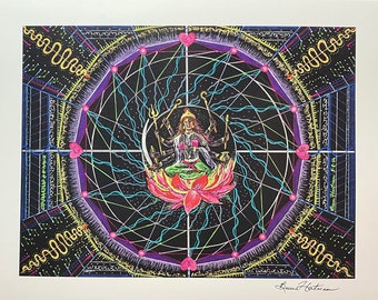 Shakti Lotus Light Language Art Signed Print 11 x 14 Light Codes Cosmic Chakra Activation