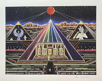 Ancient Egypt Pyramids Isis Osiris Light Language Egyptian Art Signed Print 11 x 14 Light Codes Drawing Activation Starseed Ankh