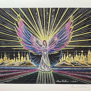 Angel Light Language Art Signed Print 11 x 14 Light Codes Activation Starseed Celestial Drawing Angelic Realms Elohim Angels