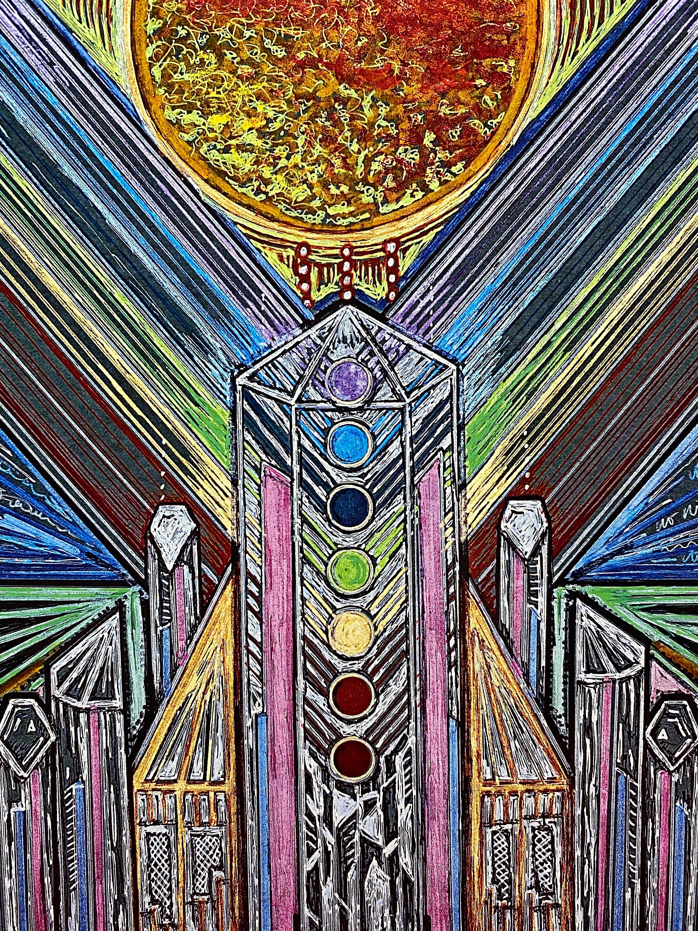 Chakra Wall Art Crystal Temple Light Language Art Signed Print 11 X 14 ...