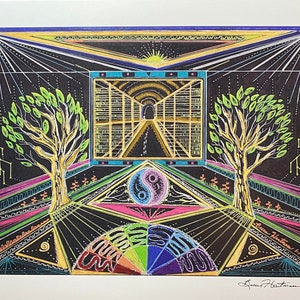 Akashic Records Art Light Language Chakra Drawing Signed Print 11 x 14 Light Codes Awakening Starseed Activation Chakra Wheel Akasha